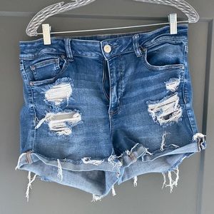 American Eagle Distressed High Rise Shortie Shorts